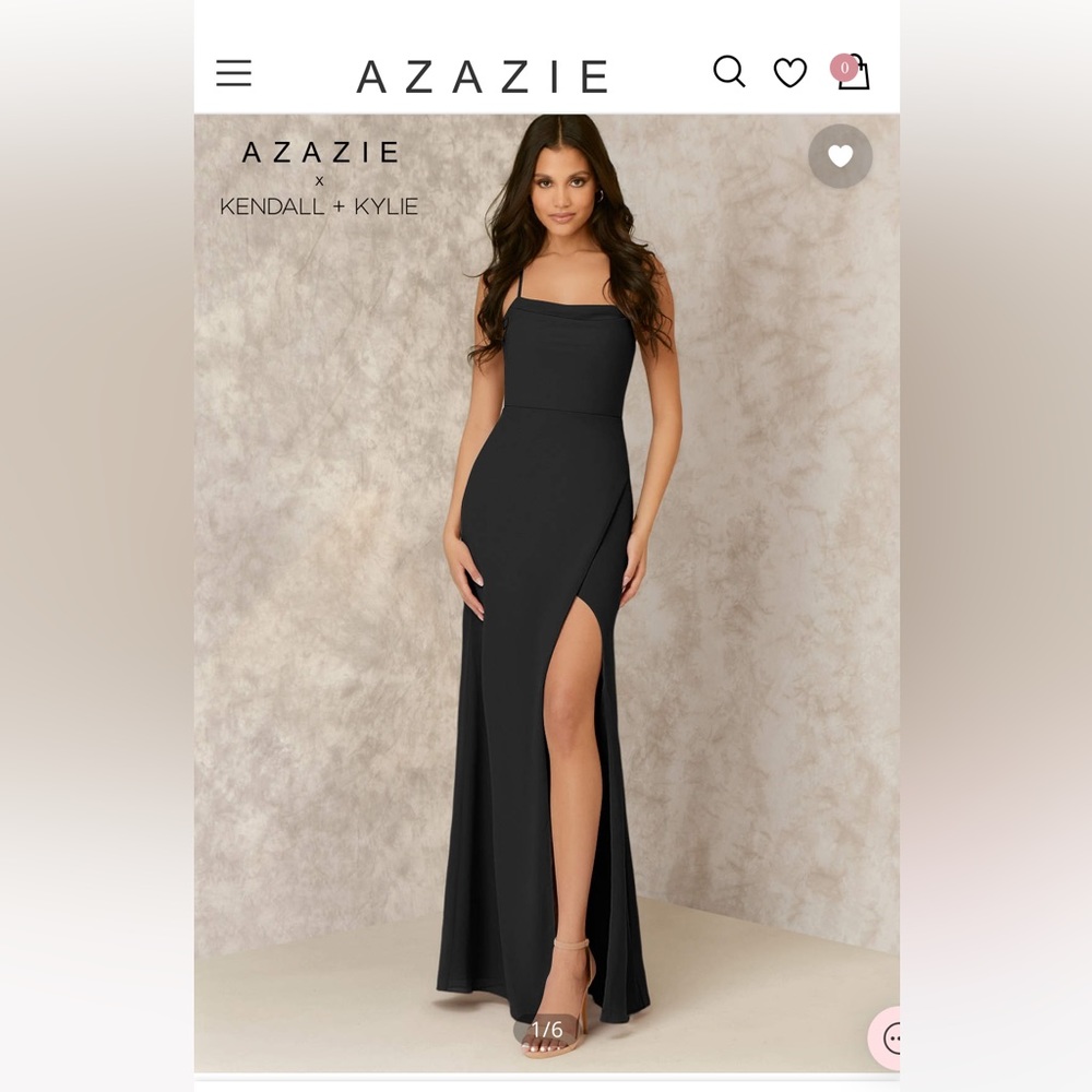 Azazie Black Strapless Maxi Dress with Front Slit